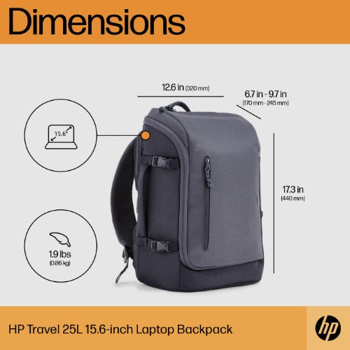 HP Travel 25 Liter 15.6 Iron Grey Laptop Backpack