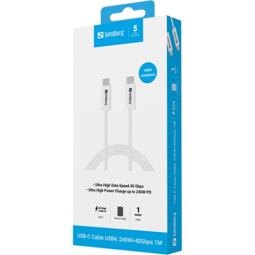 Sandberg USB-CC USB4 240W+40Gbps, 1M