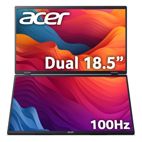 Acer PD3 PD193QE foldable portable monitor - Dual 18.5" screens, Full HD (1920x1080), IPS, 100Hz, 4ms, integrated kickstand