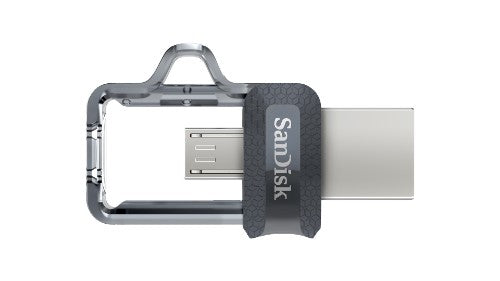 SanDisk Ultra Dual m3.0 USB flash drive 64 GB USB Type-A / Micro-USB 3.2 Gen 1 (3.1 Gen 1) Black, Silver, Transparent