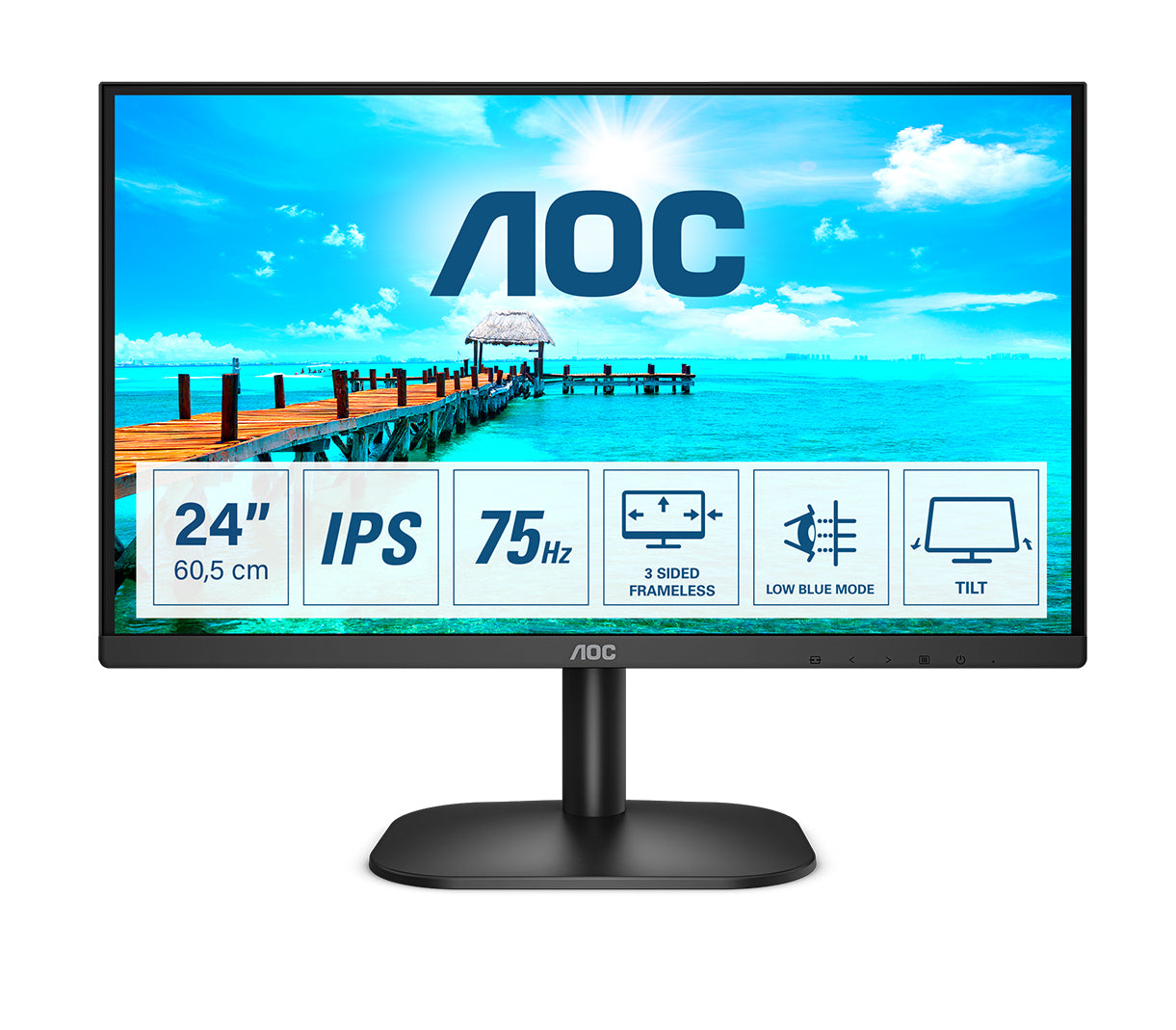 AOC B2 24B2XD LED display 60.5 cm (23.8") 1920 x 1080 pixels Full HD Black