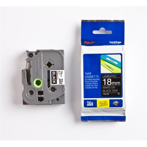 Brother TZE-345 DirectLabel white on black Laminat 18mm x 8m for Brother P-Touch TZ 3.5-18mm/36mm/6-18mm/6-24mm/6-36mm
