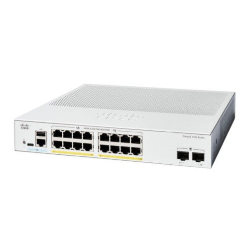 Cisco Catalyst 1200-16P-2G Smart Switch, 16 Port GE, PoE, 2x1GE SFP, Limited Lifetime Protection (C1200-16P-2G)