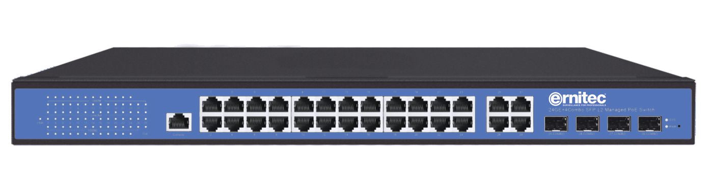 Ernitec Managed Layer 2, 24 Gigabit ports, 4 Gigabit SFP ports