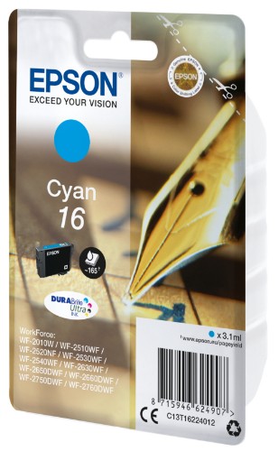 Epson C13T16224012/16 Ink cartridge cyan, 165 pages 3,1ml for Epson WF 2010/2660/2750