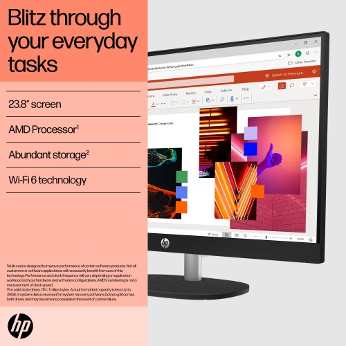 HP All-in-One 24-cr0003na AMD Ryzen™ 5 7520U 60.5 cm (23.8") 1920 x 1080 pixels All-in-One PC 8 GB LPDDR5-SDRAM 512 GB SSD Windows 11 Home Wi-Fi 6 (802.11ax) White