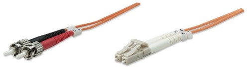 Intellinet Fiber Optic Patch Cable, OM1, LC/ST, 2m, Orange, Duplex, Multimode, 62.5/125 µm, LSZH, Fibre, Lifetime Warranty