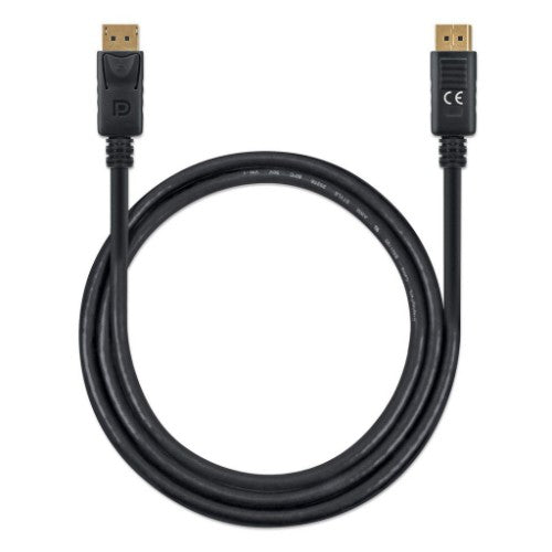 Manhattan DisplayPort 1.4 Cable, 8K@60hz, 1m, PVC Cable, Male to Male, With Latches, Fully Shielded, Black, Lifetime Warranty, Equivalent to DP14MM1M