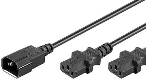 Microconnect PE061318 power cable Black 1.8 m C14 coupler 2 x C13 coupler