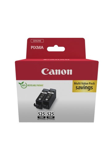 Canon 4529B017/PGI-525PGBK Ink cartridge black pigmented twin pack Blister, 2x323 pages ISO/IEC 24711 19ml Pack=2 for Canon Pixma IP 4850/MG 5350/MG 6150/MG 6250/MX 885