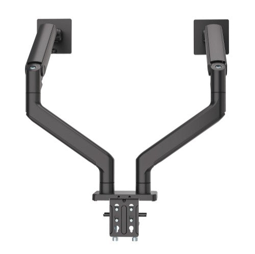Manhattan Dual Desk Mount for TV & Monitors (Full Motion Spring), For screens 13" to 45", Clamp or Grommet Assembly, VESA compatibility: 75x75 and 100x100mm - check the dimensions of the four mounting holes on back of screen to ensure it fits, Max 20kg (e
