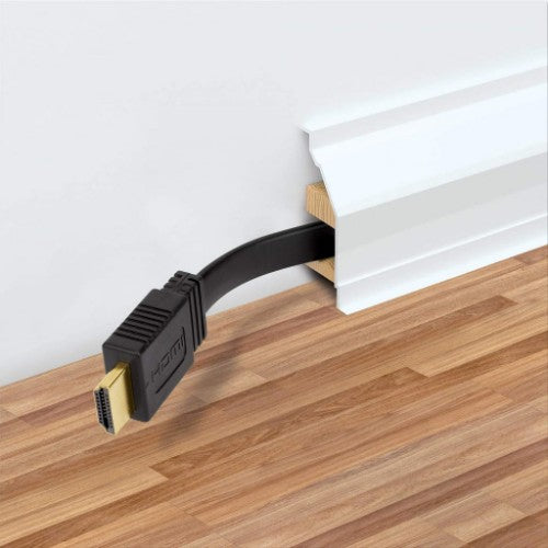 Manhattan HDMI 4K@60Hz Cable with Ethernet - Flat, 1m, Male to Male, Black, Ultra HD 4k x 2k, Fully Shielded, Gold Plated Contacts, Lifetime Warranty, Premium High Speed