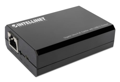 Intellinet PoE Splitter with USB-C Output, PoE++ / 4PPoE, Gigabit Ultra, IEEE 802.3bt, RJ45 In and Out Ports, Up to 45 W USB-C Output Port