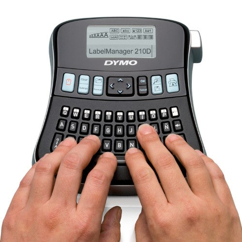 DYMO LabelManager 210D+ Handheld Label Maker Kit | QWERTY Keyboard | with 12mm Black on White D1 Labels & Carrying Case