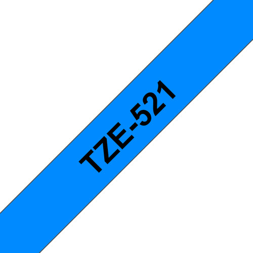 Brother TZE-521 DirectLabel black on blue Laminat 9mm x 8m for Brother P-Touch TZ 3.5-18mm/6-12mm/6-18mm/6-24mm/6-36mm