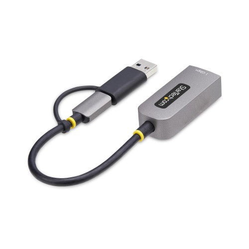 StarTech.com USB-C to Ethernet Adapter with USB-A Dongle, 10/100/1000Mbps, USB 3.0 to Gigabit Ethernet Network Adapter, 6in/15cm Attached Cable, USB GbE Adapter