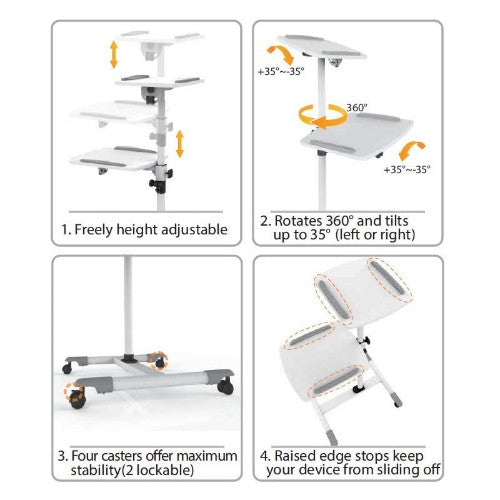 Techly ICA-TB-TPM-6 multimedia cart/stand White Multimedia trolley