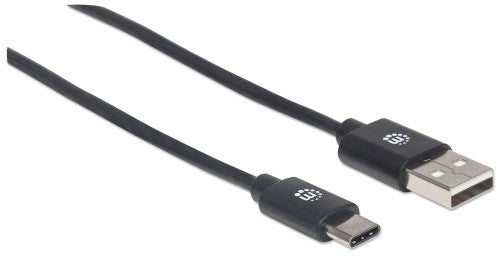 Manhattan USB-C to USB-A Cable, 3m, Male to Male, 480 Mbps (USB 2.0), Hi-Speed USB, Black, Lifetime Warranty