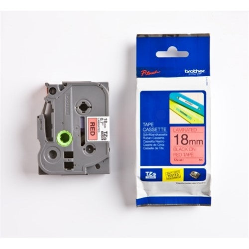 Brother TZE-441 DirectLabel black on red Laminat 18mm x 8m for Brother P-Touch TZ 3.5-18mm/36mm/6-18mm/6-24mm/6-36mm