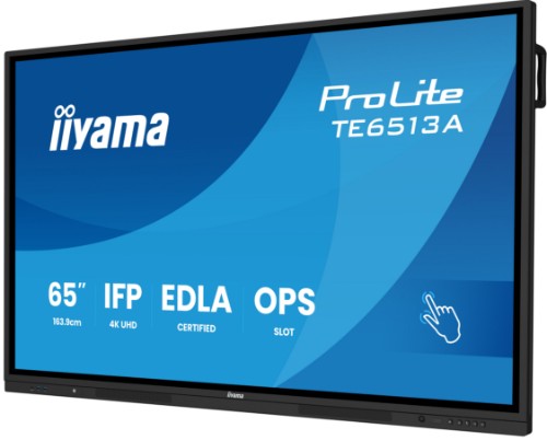 iiyama TE6513A-B1AG Signage Display Interactive flat panel 163.8 cm (64.5") Wi-Fi 500 cd/m² 4K Ultra HD Black Touchscreen Built-in processor Android 18/7