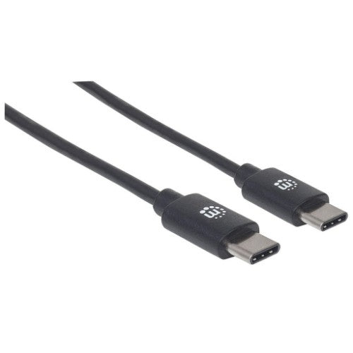 Manhattan USB-C to USB-C Cable, 1m, Male to Male, 480 Mbps (USB 2.0), 3A (fast charging), Hi-Speed USB, Black, Lifetime Warranty, Equivalent to USB2CC1M