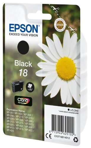 Epson C13T18014012/18 Ink cartridge black, 175 pages 5ml for Epson XP 30