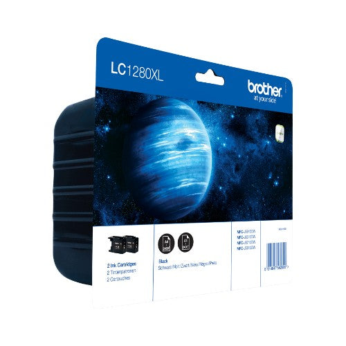 Brother LC-1280XLBKBP2DR Ink cartridge black high-capacity twin pack, 2x2.4K pages ISO/IEC 24711 9ml Pack=2 for Brother MFC-J 6510