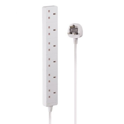 Lindy 5m 6-Way UK Mains Power Extension, White