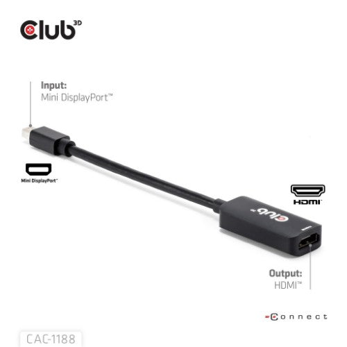 CLUB3D Mini DisplayPort™ 1.4 to HDMI™ 8K60Hz M/F Adapter