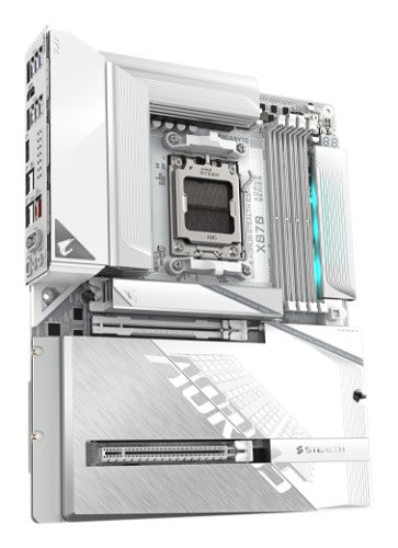 GIGABYTE X870 AORUS STEALTH ICE Motherboard - Supports AMD Ryzen 9000 CPUs, 16+2+2 Phases Digital VRM, up to 8200Hz DDR5 (OC), 2xPCIe 5.0 + 2xPCIe 4.0, Wi-Fi 7, 5 GbE LAN, USB 4