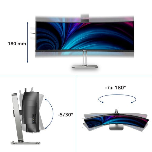 Philips 49B2U6903CH/00 computer monitor 124.5 cm (49") 5120 x 1440 pixels Dual QHD LCD Grey