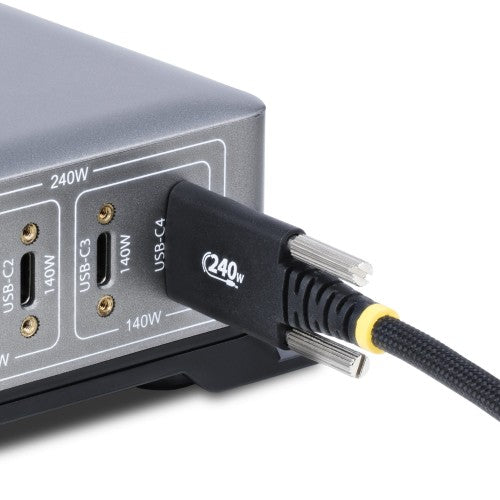 StarTech.com 10ft (3m) USB-C Charging Cable, Side Screw Locking, 240W (5A) PD EPR, Dual-Layer Silicone/Braided Jacket, USB 2.0 Laptop Charger Cable, USB-IF Certified, Rugged USB-C Charging Cord