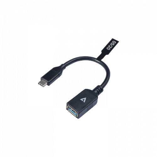 V7 Black USB Cable USB 3.0 A Female to USB-C Male 0.3m 1ft