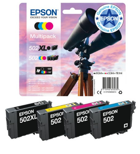 Epson C13T02W64010/502XL Ink cartridge multi pack Bk,C,M,Y high-capacity 28,4ml 9,2ml + 3x6,4ml Pack=4 for Epson XP 5100