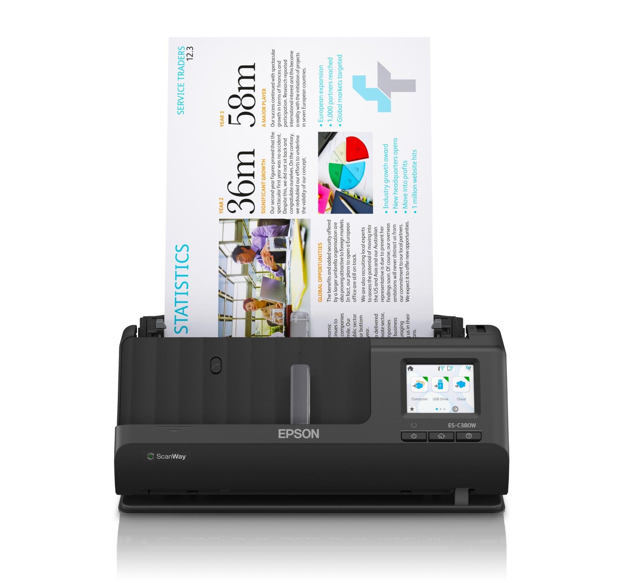 Epson ES-C380W ADF + Sheet-fed scanner 600 x 600 DPI A4 Black