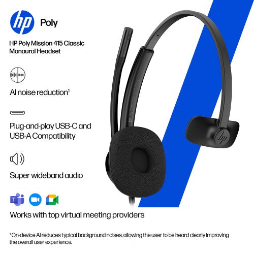 HP Poly Mission 415 Monaural USB Wired Headset