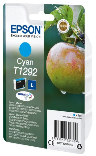 Epson C13T12924012/T1292 Ink cartridge cyan, 460 pages ISO/IEC 19752 7ml for Epson Stylus BX 320/SX 235 W/SX 420/SX 525/WF 3500