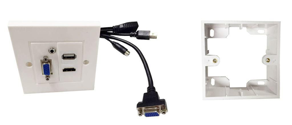 Vivolink WI221293 socket-outlet HDMI + VGA + USB A + 3.5mm White