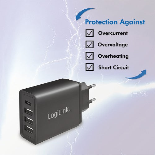 LogiLink PA0221 mobile device charger Universal Black AC Fast charging Indoor