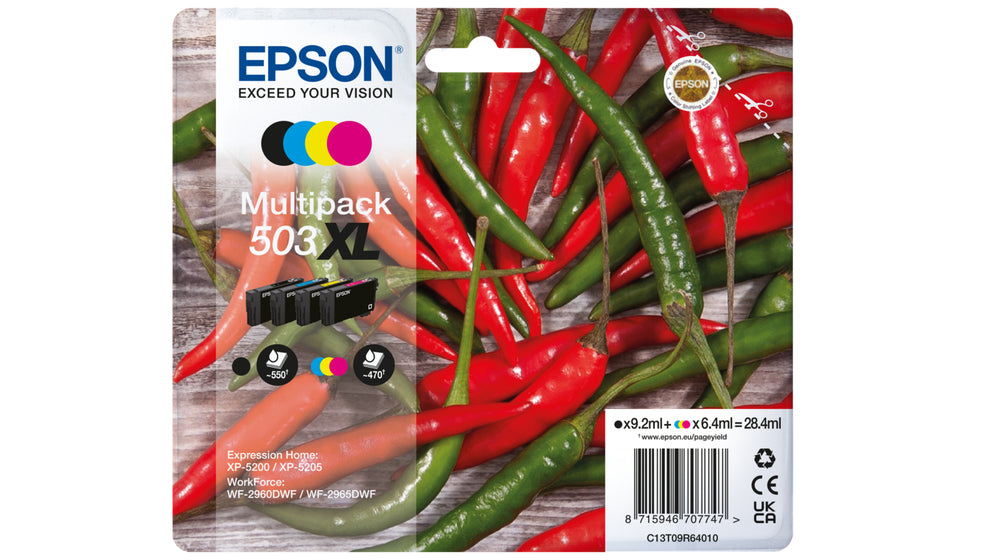 Epson C13T09R64010/503XL Ink cartridge multi pack Bk,C,M,Y high-capacity 550pg + 3x470pg Pack=4 for Epson XP-5200