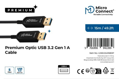 Microconnect USB3.0AA15BOP USB cable USB 3.2 Gen 1 (3.1 Gen 1) 15 m USB A Black