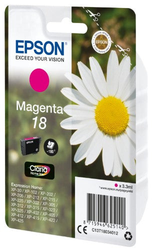 Epson C13T18034012/18 Ink cartridge magenta, 180 pages ISO/IEC 19752 3ml for Epson XP 30