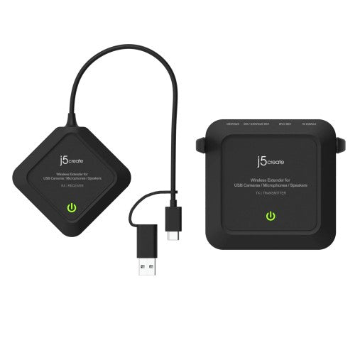 j5create JVW120 Wireless Extender for USB™ Cameras / Microphones / Speakers, Black