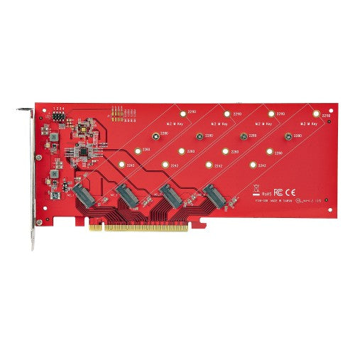 StarTech.com Quad M.2 PCIe Adapter Card, PCIe x16 to Quad NVMe or AHCI M.2 SSDs, PCI Express 4.0, 7.8GBps/Drive, Bifurcation Required, Windows/Linux Compatible
