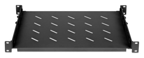 Intellinet 19" Fixed Shelf (adjustable), 1U, 350mm shelf depth, 350 to 550mm adjustable rail depth, Max 20kg, Black, Lifetime warranty