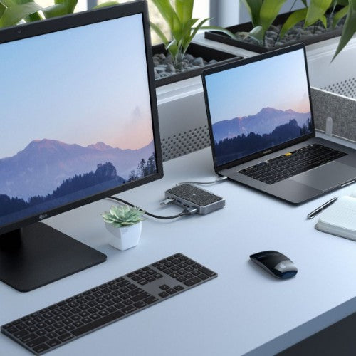 ALOGIC USB-C Dock Wave | ALL-IN-ONE / USB-C Hub with Power Delivery, Power Bank & Wireless Charger - Space Grey