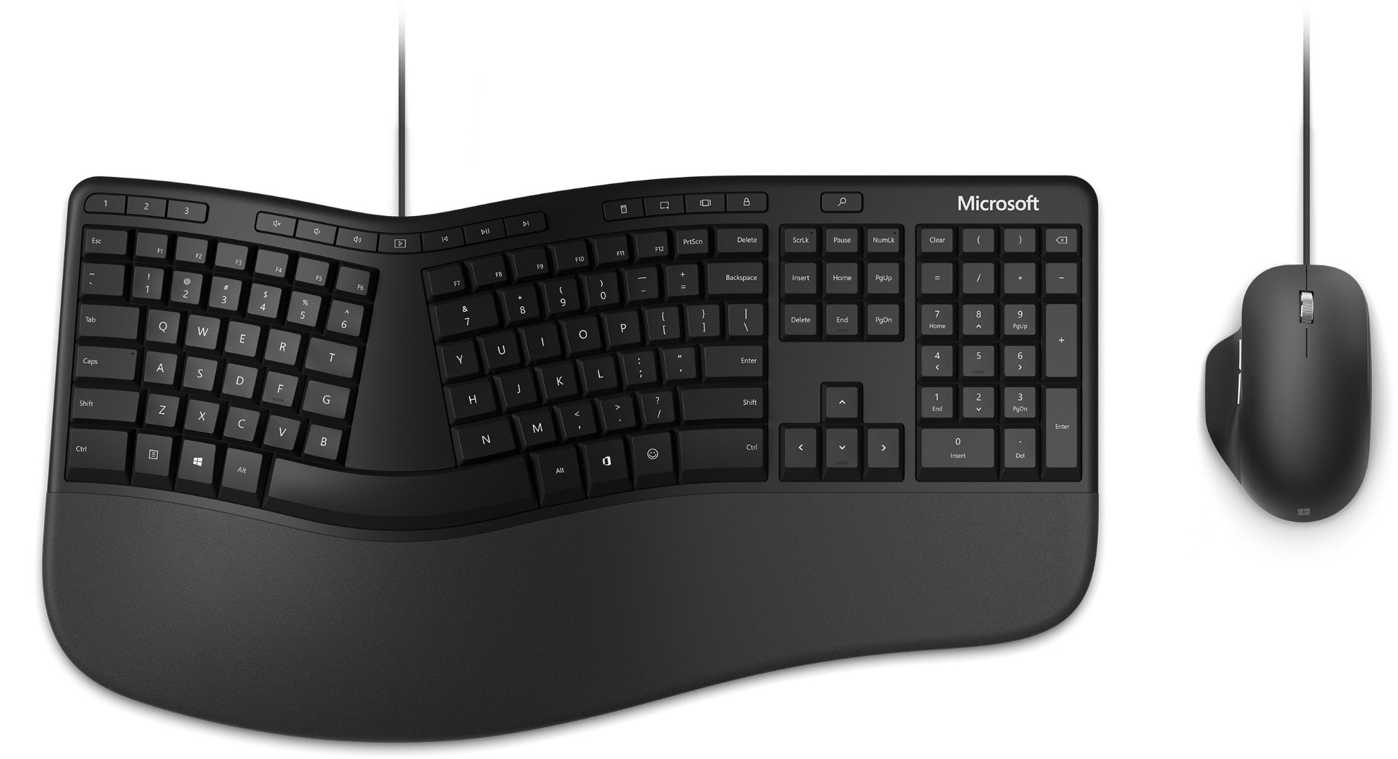 Microsoft Ergonomic Desktop keyboard Mouse included Office USB QWERTZ German Black