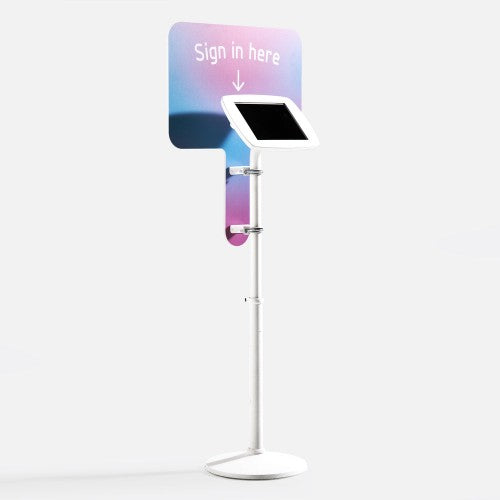 Bouncepad Original Elevate + Branding Board (inc USB Cable) | Apple iPad Air 1st Gen 13-inch (2024) | White | Covered Front Camera and Home Button