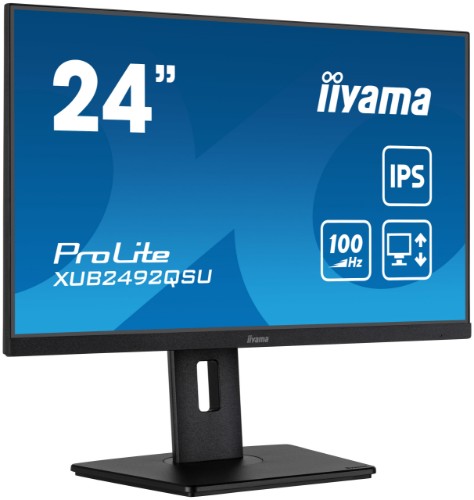 iiyama ProLite 24” QHD IPS technology panel with USB hub, 100Hz refresh rate and height adjustable stand