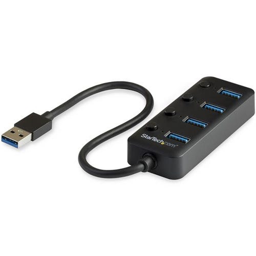 StarTech.com 4 Port Bus Powered USB Hub with Individual On/Off Switches, USB 3.0 (5Gbps) Expansion Hub, Desktop/Laptop USB-A to USB-A Splitter
